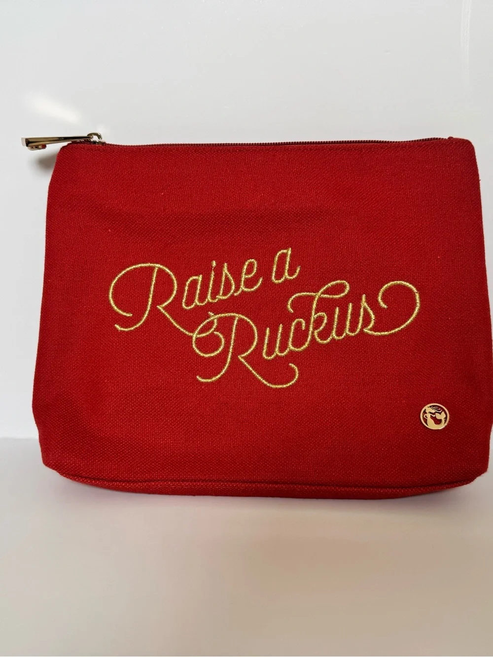 Spartina 449 Raise a Ruckus Red Linen Cosmetic Bag Makeup Pouch Clutch